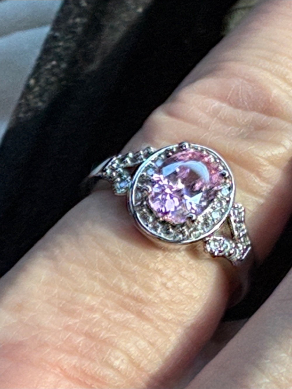 Stunning Size 6.5 Pink Halo Cocktail Ring - Women's Pink Gemstone Ring